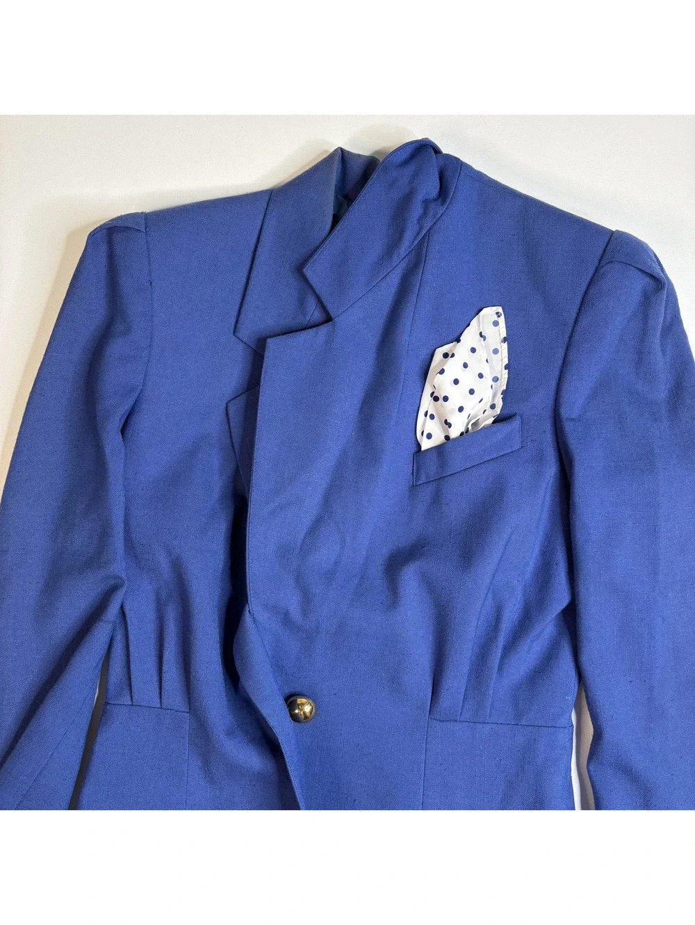 Vintage Le Suit Royal Blue Skirt Suit Set Blazer Midi Skirt